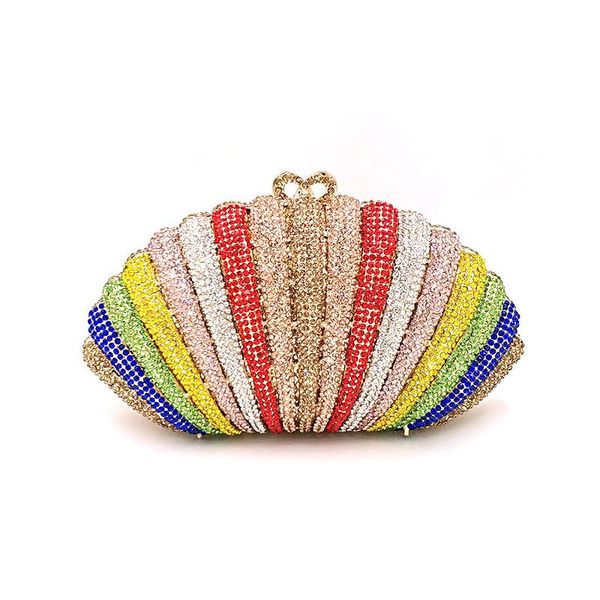 

women evening party handbag diamonds elegant purses luxury clutches bridal wedding party shell wallet rainbow crystal purses bag