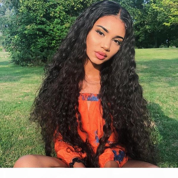 

peruvian water wave lace front human hair wigs front lace wigs with baby hair pre plucked natural black 150% density, Black;brown