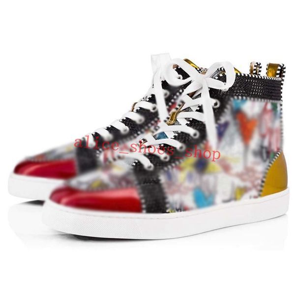 

luxe designer couple casual sneakers personality retro graffiti sneakers men and women fashion colorful rivet sneakers hiphop style, Black