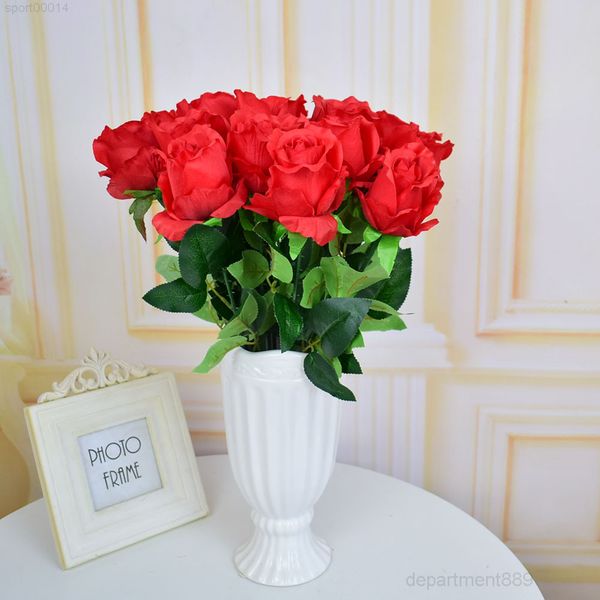 

a-new design 17pcs fake artificial flowers silk roses for homes table party wedding christmas decorations gifts