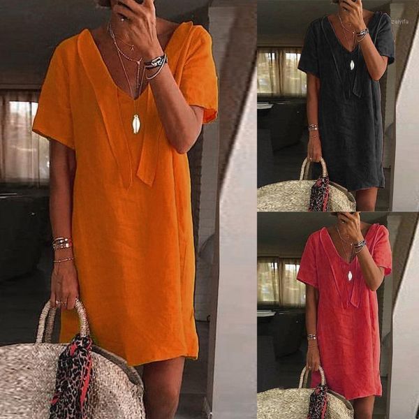 

summerwomen's fashion short sleeve v neck casual solid loose mini dresses vestido for women harajuku #by1, Black;gray