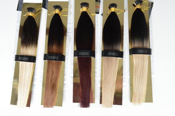 

xcsunny 100% malaysian human remy i tip hair extensions 18"20" fusion human hair extensions 100g stick tip remy human hair ombre, Black