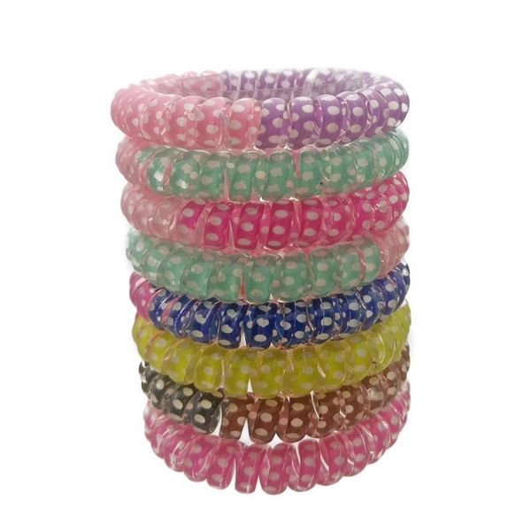 

size 5cm print dot hair bands elastic rubber telephone wire ties & plastic rope accessory random color q qylkzf