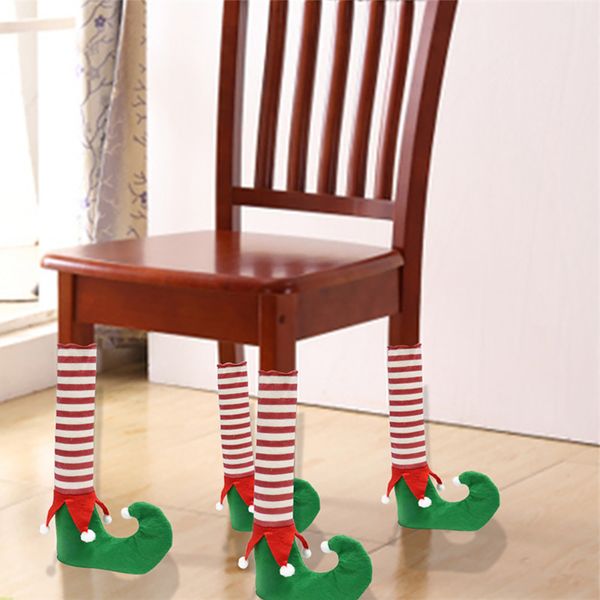 

table 4pcs/lot leg christmas foot covers decoration santa claus snowman chair cover