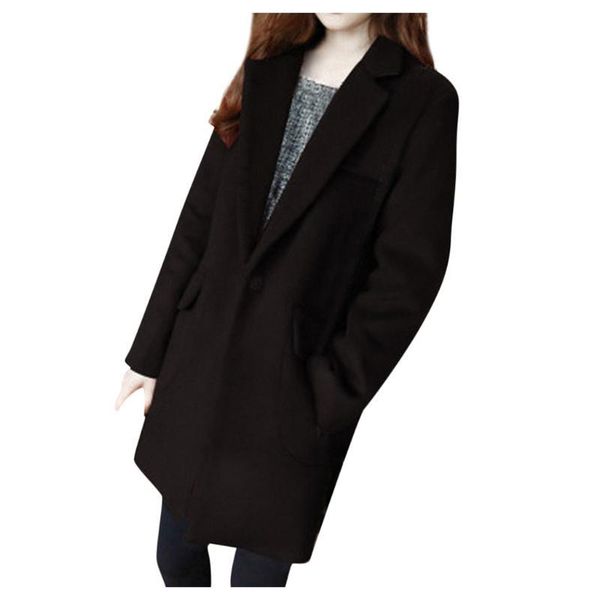 

autumn and winter woolen coat female mid-long new korean temperament women's popular slim outerwear kg-135, Black