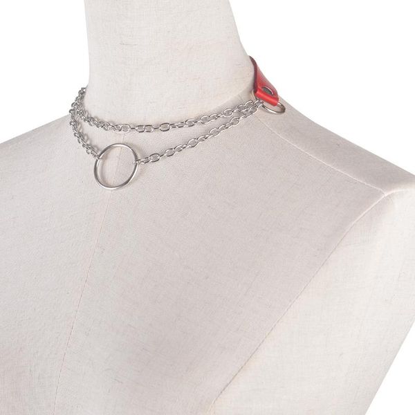 

lady women fashion punk gothic leather metal chains collar handmade necklace hip hop choker, Golden;silver