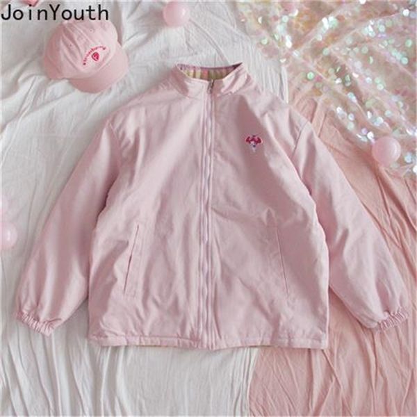 

joinyouth wear on both sides women coat loose harajuku vintage warm jacket femme roupas autumn winter outerwear 7a999 201112, Black;brown