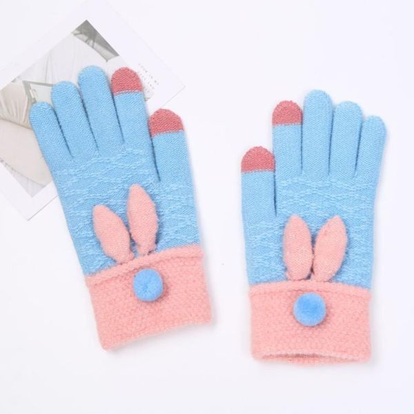 

горячий продавать winter knit перчатки touchscreen теплая мягкая anti-slip мультфильм перчатки трикотажные для женщин -b5, Blue;gray