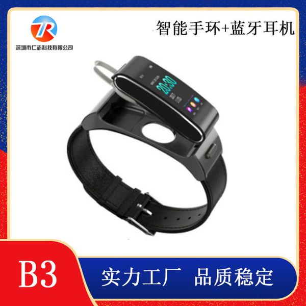 

2019 b3 smart bracelet ip68 waterproof bluetooth headset two in one music call heart rate sphygmomanometerjk