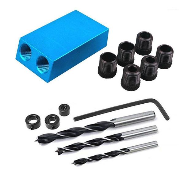 

woodworking bevel hole locator drilling pocket hole jig kit 15 degree angle drill guide set punch diy carpentry tools1
