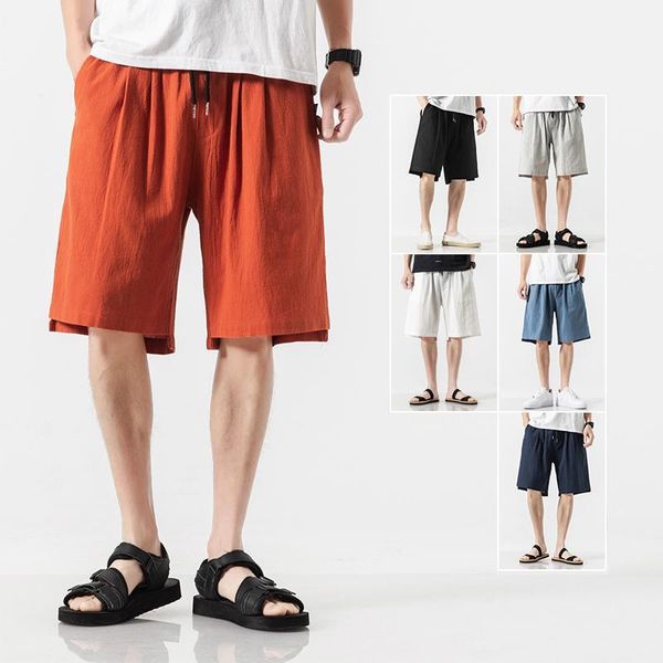 

man bermuda shorts summer 2019 men cotton linen joggers shorts male casual hawaii black loose pantalon homme1, White;black