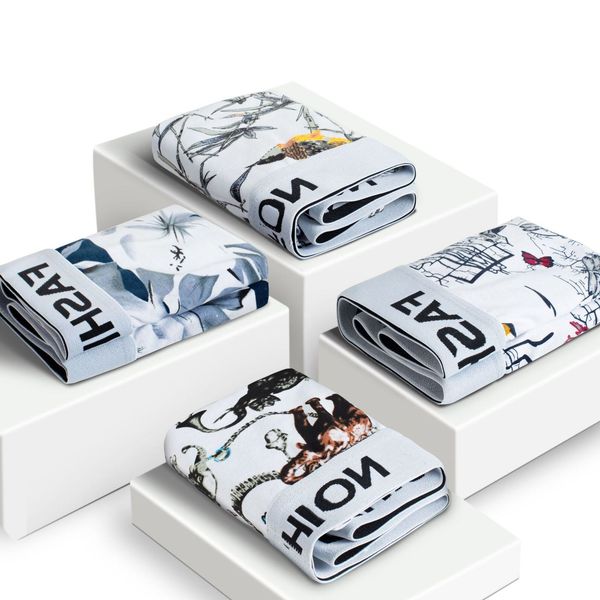 

2020 new mens boxers fashion printed men underpants boxer shorts man cotton male panties pouch men's underwear trunks