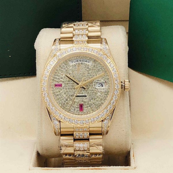 

selling stylish 41mm synthetic crystal diamond face mechanical watches date waterproof very beautiful gift wristwatch, Slivery;brown