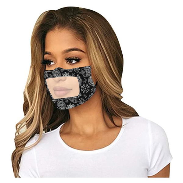 

30#1pc visible new window outdoor clear with expression for deaf mute christmas party mask snowflake printing mouth cover
