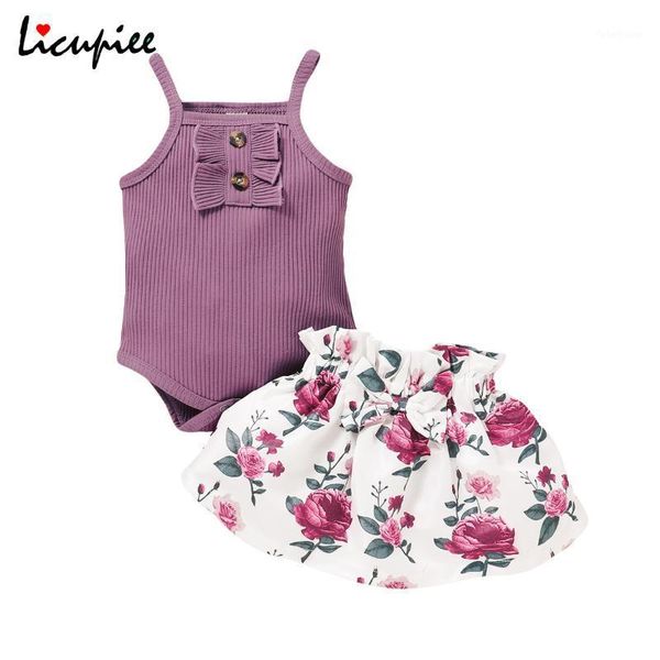 

baby print 2 pcs set newly summer girls clothes sets ruffles sleeveless solid romper sunflowers skirts 2pcs 0-18 months1, White