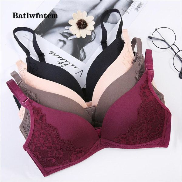 

bras japanese-style thin rimless bra court style embroidered triangle cup underwear deep v gathering bra1, Red;black