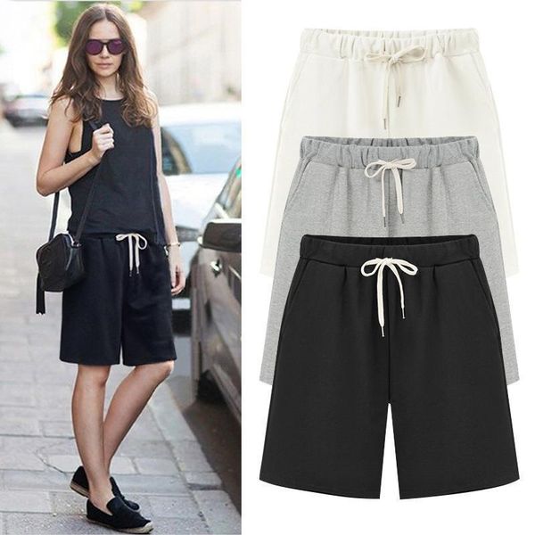 

2019 summer women short pants loose cotton pants large size 6xl women casual pants ladies shorts, White;black