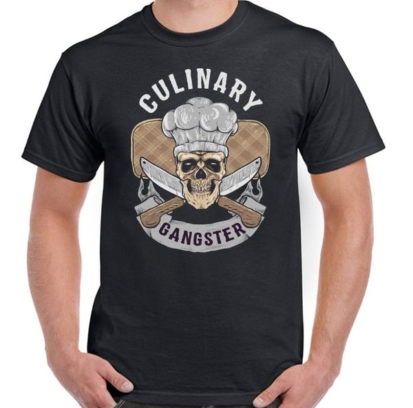 

sport culinary gangster men chef t-shirt cook bbq masterchef baker skull hat 2019 fashion 100% cotton slim fit men printed shirt