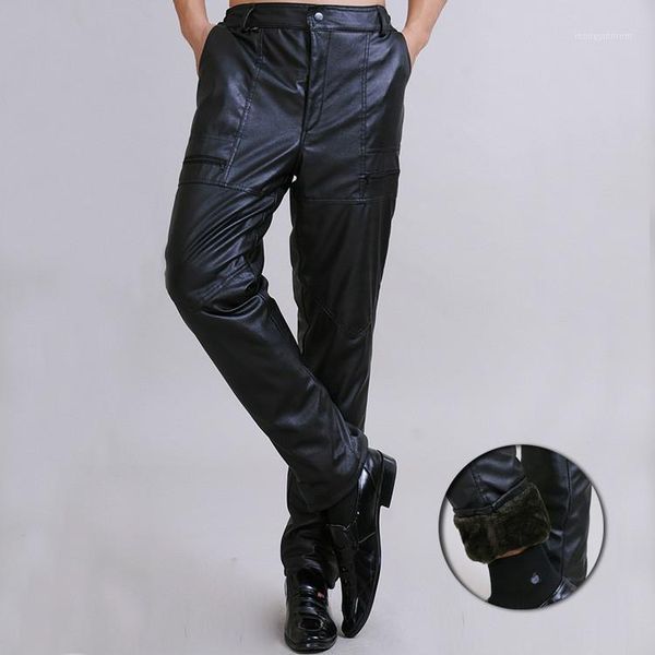 

men's pants men fashion black velvet warm leisure winter leather motorcycle travelling thicken and thin1