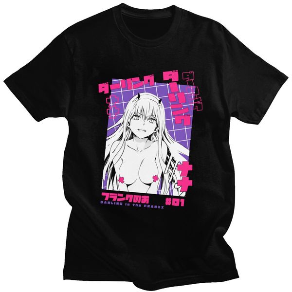 

sport cool tshirt men darling in the franxx tshirt short sleeved 100% cotton tee o-neck casual anime t-shirt manga zero two shirt