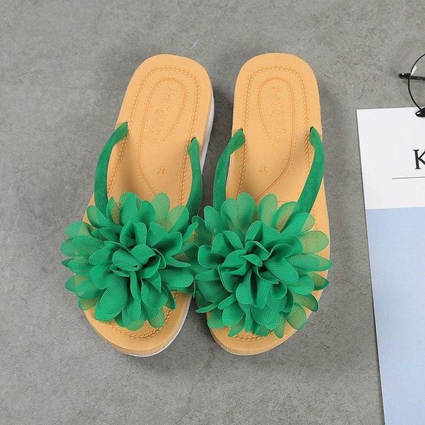 

llogai women flip flops flats casual flower slippers ladies slip on flat shoes female fashion non slip slides beach sandals new, Black