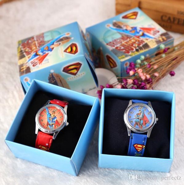 

Cgjxs Free Shipping 12 Pcs Cartoon Super Hero Superman Kids Girls Boys Children Students Quartz Wrist Watch Very Popular Have Gift Box
