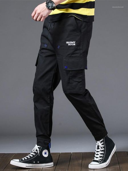 

el barco spring cotton casual men cargo pants black hip hop male streetwear joggers fashion designer pockets long harem trousers1