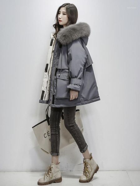 

down jacket women's mid-length 2020 new popular fashion white duck down winter jacket parka1, Black