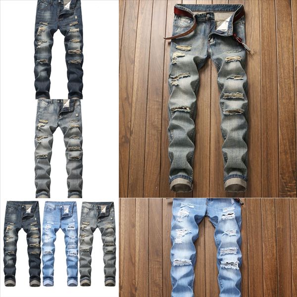

fay69 new arrival real p hole quality fashion high men casual locomotive skinny jeans jeans man, Black