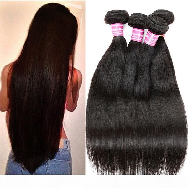 

brazilian straight hair weave bundles peruvian malaysian indian cambodian mongolian virgin human hair extensions natural color, Black