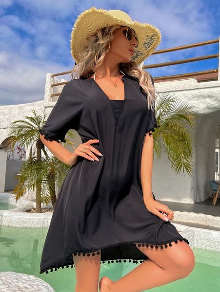 

pom-pom trim cover up m92e#, White;black