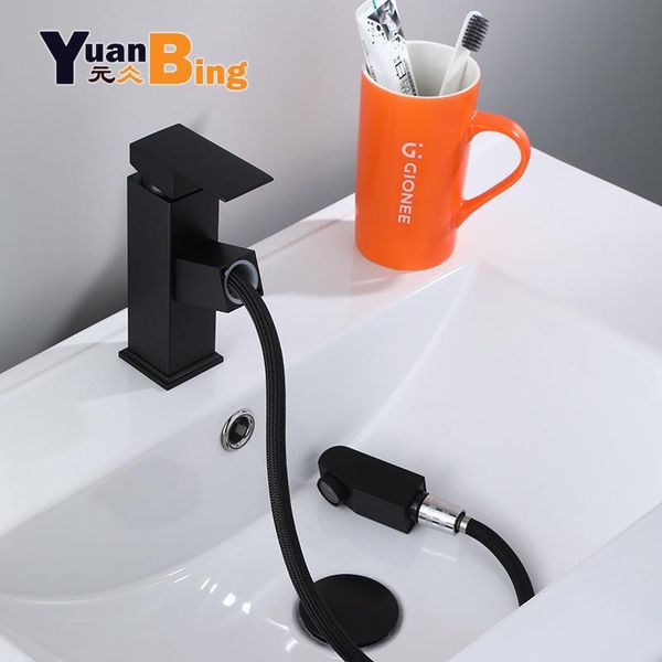 

bathroom sink faucets yuanbing 304 stainless steel faucet black basin cold and water mixer handle deck mounted