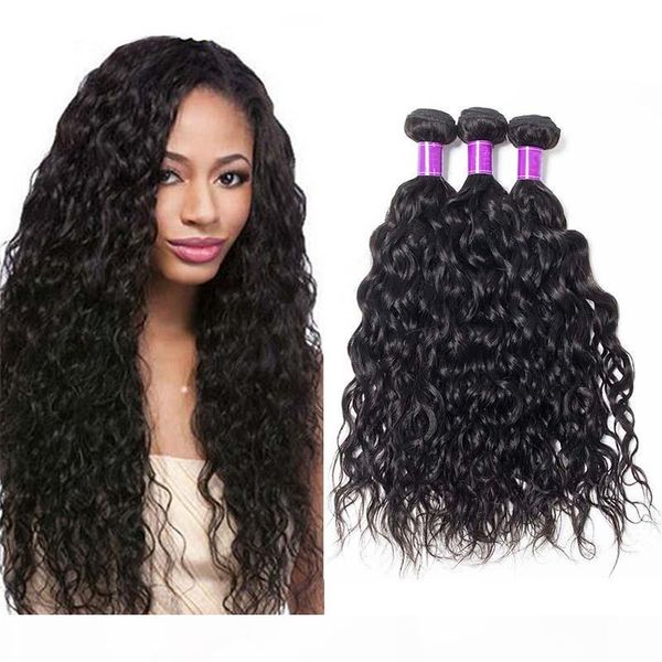 

malaysian water wave virgin hair 4 bundles 8a grade unprocessed wet and wavy malaysian human hair water wave hair weave, Black