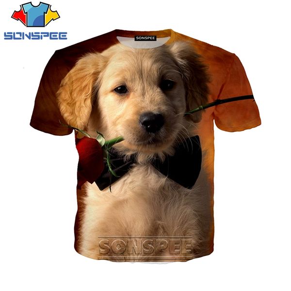 

golden retriever dog cute animal 3d print shirts kawaii funny humor men clothing