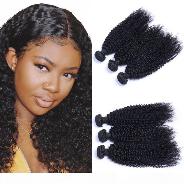

indian virgin hair weaves 3 bundles kinky curly human hair weft 8-26 inch unprocessed hair extensions, Black