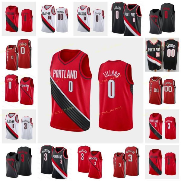 

2021 mens damian 0 lillard carmelo 00 anthony jersey khris 22 middleton c.j. 3 mccollum basketball stitched city portiand, Black
