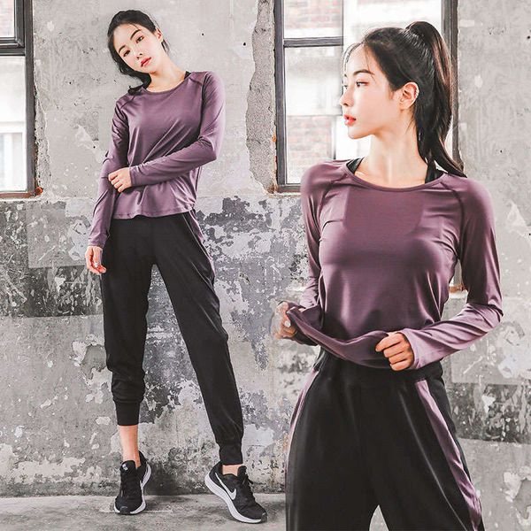 

leisure sports women's spring 2020 new net red loose running fitness gym quick drying yoga suit, Gray