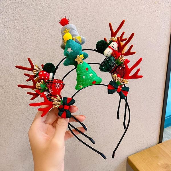 

hair clips 1pc christmas tree santa claus snowman deer antlers headband hoop for girls styling tools decoration accessories
