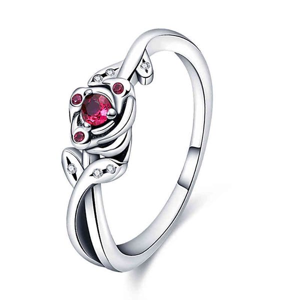 

2022 sale new ruby rose ring valentine gift korean fashion glamour ladies aesthetic jewelry, Silver