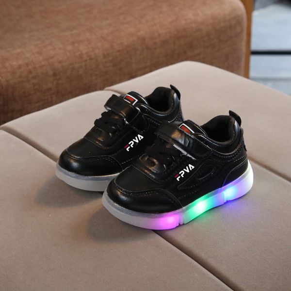 

21-30 children's sole running shoes size with lights children led luminous sneakers for baby, Black