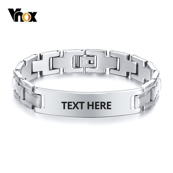 

vnox 12mm men's stainless steel identification bracelets custom engraving name love nameplate pulseira 200928, Black