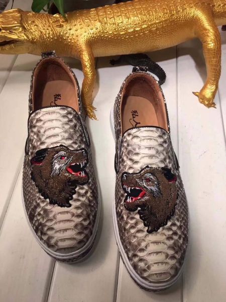 

2020 genuine real genuine python skin men shoe, snake skin leisure men shoe with personal customized services offer, Black