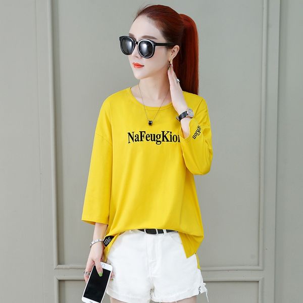 

t-shirt women summer 2020 new fashion ins korean loose casual versatile round neck short sleeve thin coat t-shirt women's wear tekyi, White