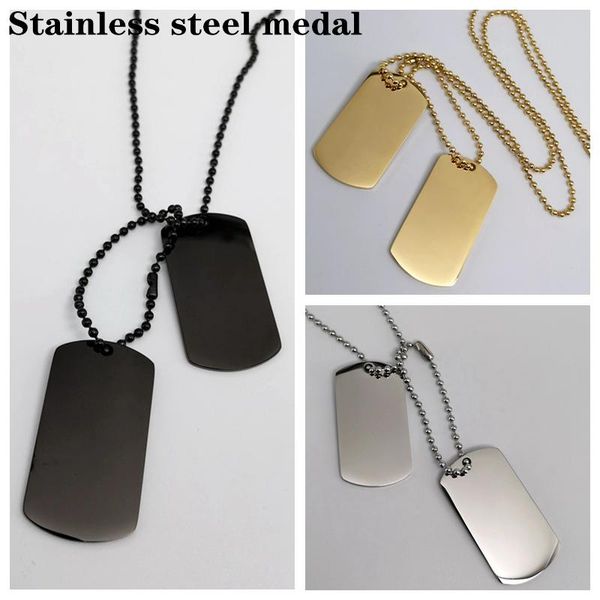 

pendant necklaces mame necklace for man chain steel color gold black stainless jewelry cwomen dog tag lettering, Silver