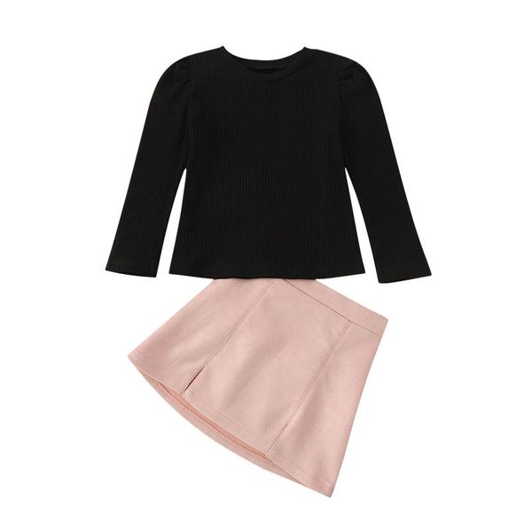 

clothing sets focusnorm 1-8y fashion kids girls autumn clothes 2pcs solid sweater long sleeve pullover +a-line skirts, White