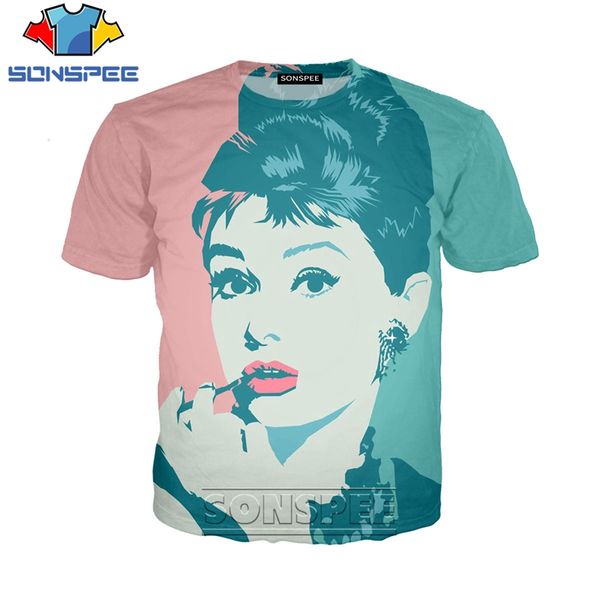 

popular audrey hepburn 3d print shirts anime plus size plus size men clothing