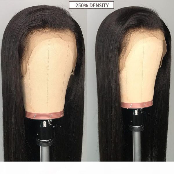 

full lace front human hair wigs for women straight 250% brazilian glueless lace wig with baby hair natural black 13x4 remy wigs cj96