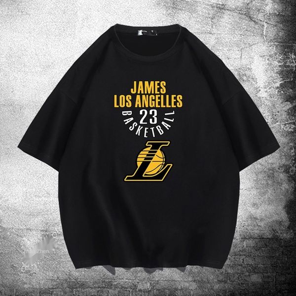 

xjffa 2020 short new sleeve casual men's summer fashion brand laker james 23 basketball wear casual wearbasketball t-shirt wear loose c, Blue