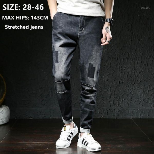 

jeans men denim mens black brand pants jens cowboy fashion hip hop blue stretch loose big size plus 40 42 44 46 harem trousers1
