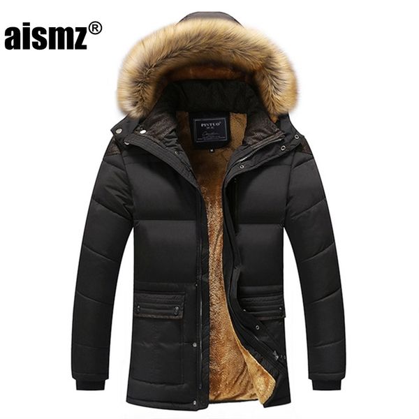 

aismz new winter men down & parkas cotton-padded jackets men' s casual down jackets thicken coats overcoat warm clothing big 5xl 201111, Black